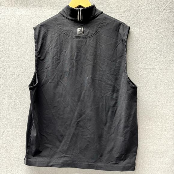 Footjoy Vest Mens Large Black 1/4 Zip MEADOWLANDS Logo Golf Pullover Top - Picture 4 of 6